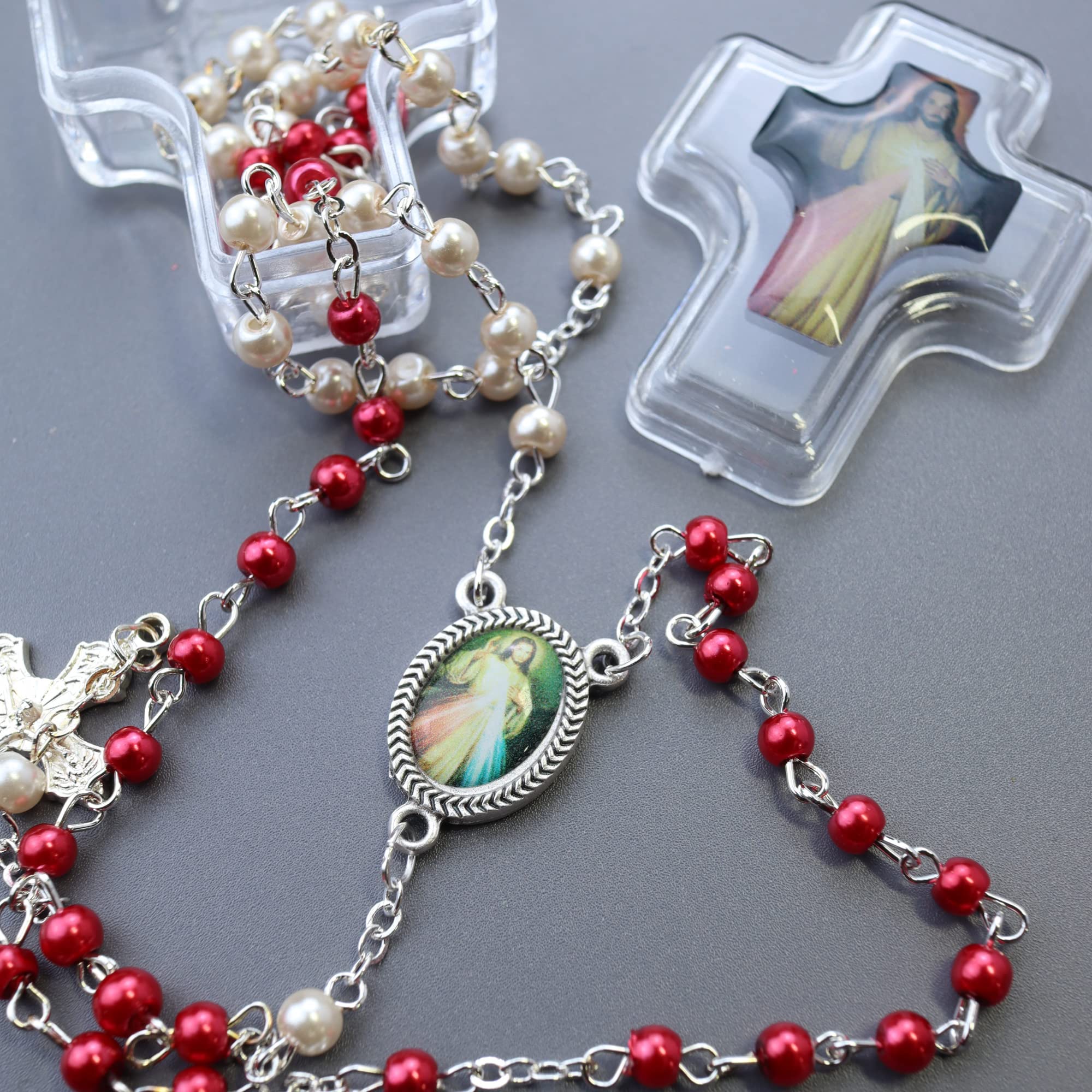 Amazon.com: Needzo Divine Mercy Rosary with Crucifix Pendant